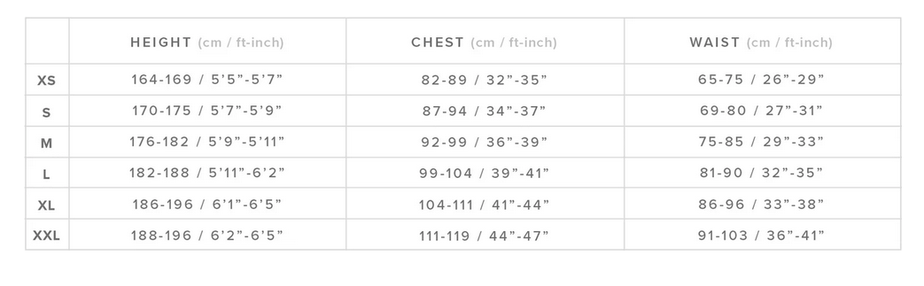 MYSTIC TECHNICAL JACKET 24 0 Tableau des tailles